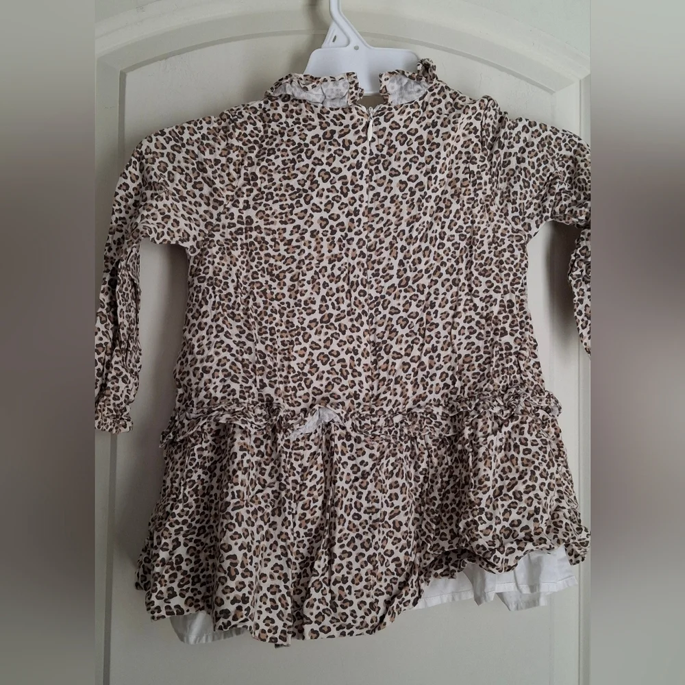 Animal Print Girl Dress Sz 2T Drop Waist Long Sleeve Cotton Summer Travel Fairy